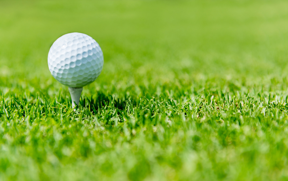 Golf ball on a beautiful green course